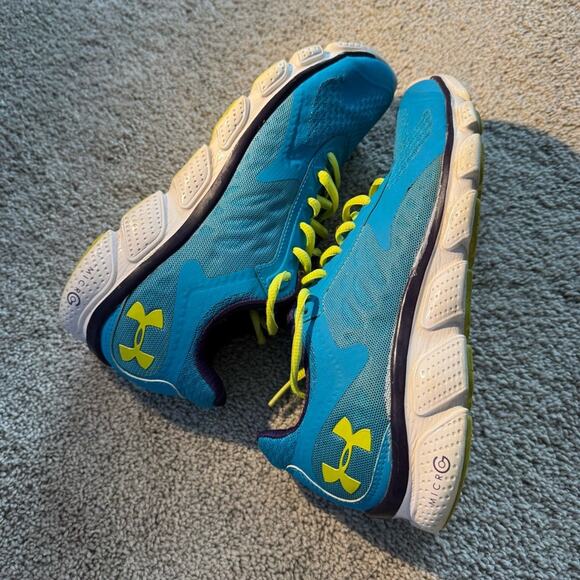 UA Under Armour Micro G Blue & Green Running Shoes Athletic Sneakers Size 8 - Picture 10 of 10